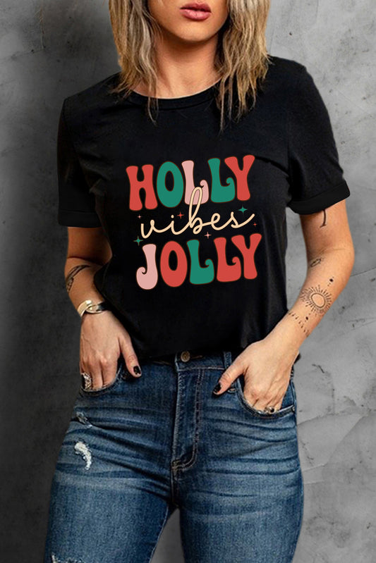 HOLLY JOLLY Graphic Short Sleeve T-Shirt