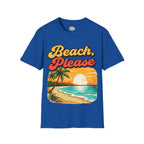 Beach, Please T-Shirt — Retro Sunset Palm Tree Beach Graphic Tee