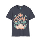 Seas the Day Beach T-Shirt – Nautical Shell & Sun Summer Tee