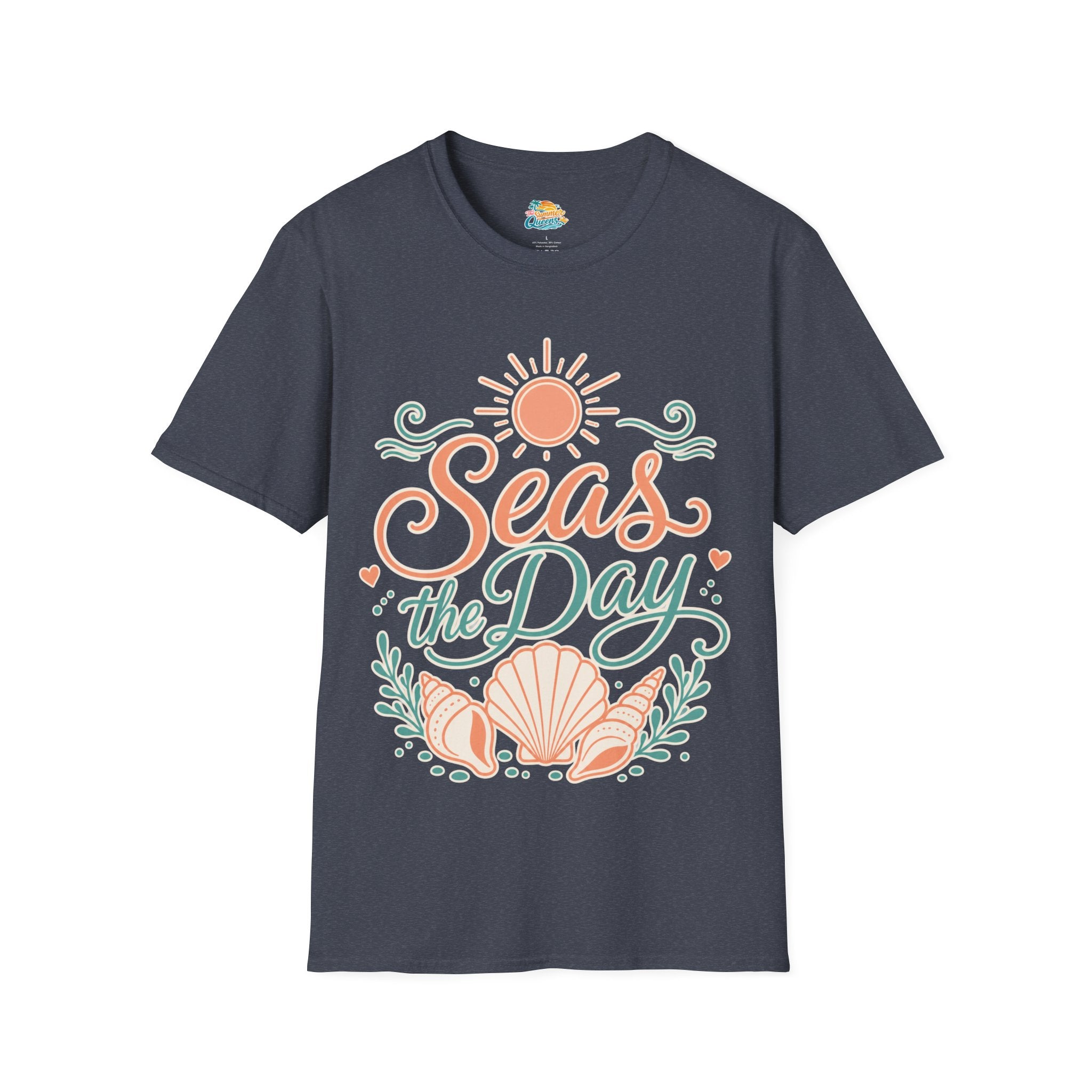 Seas the Day Beach T-Shirt – Nautical Shell & Sun Summer Tee