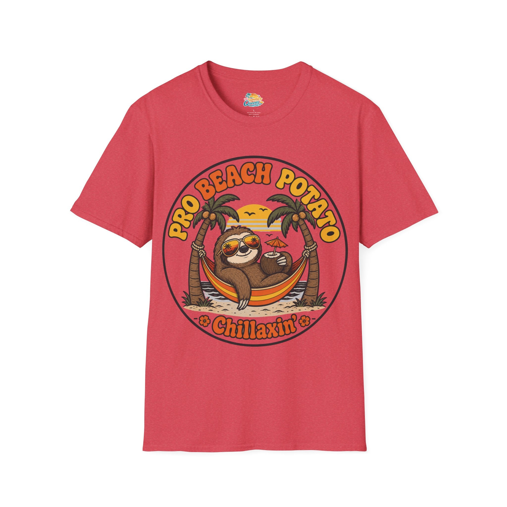 Pro Beach Potato Chillaxin' T-Shirt - Smiling Sloth Beach Tee