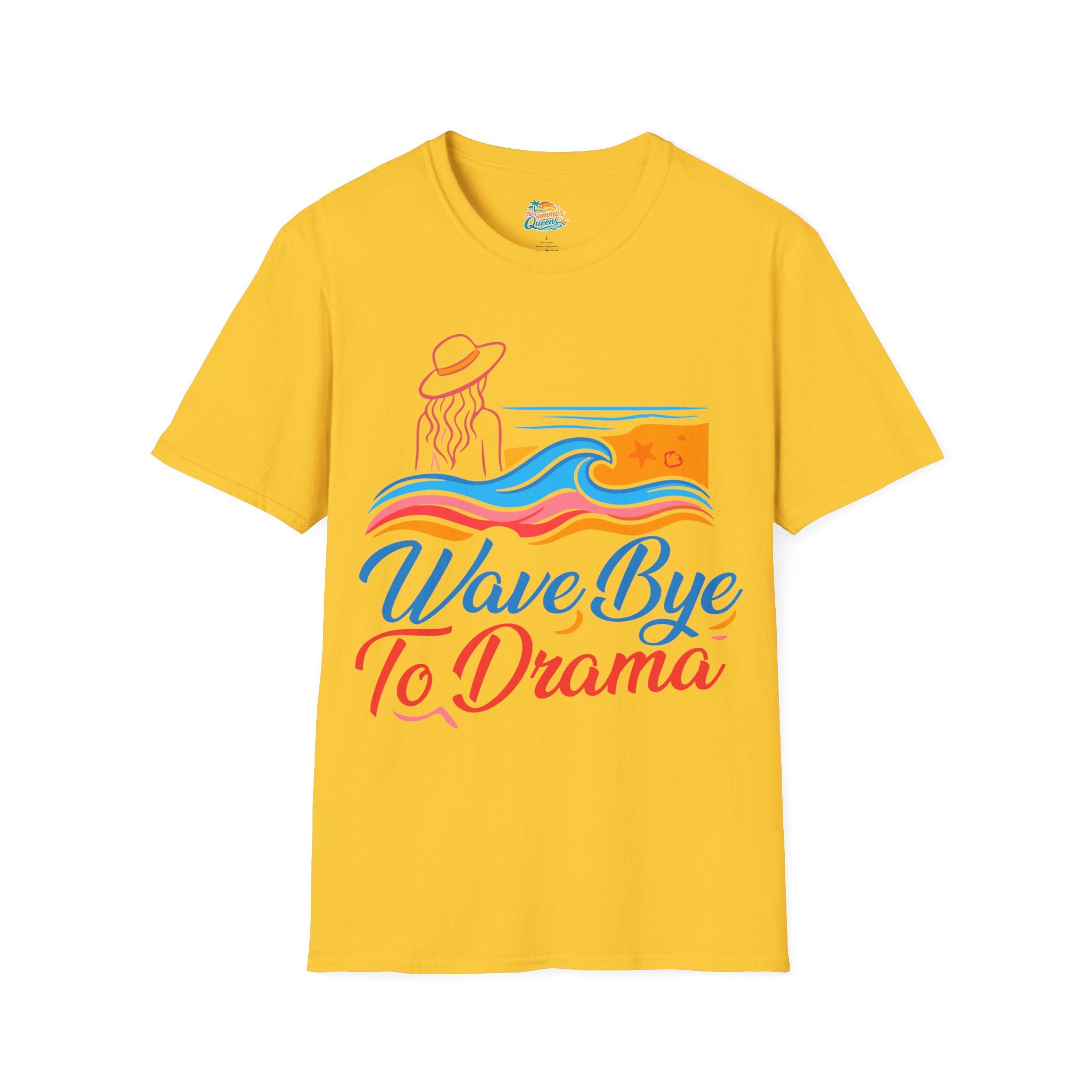 Wave Bye To Drama T-Shirt – Retro Beach Vibes Summer Tee