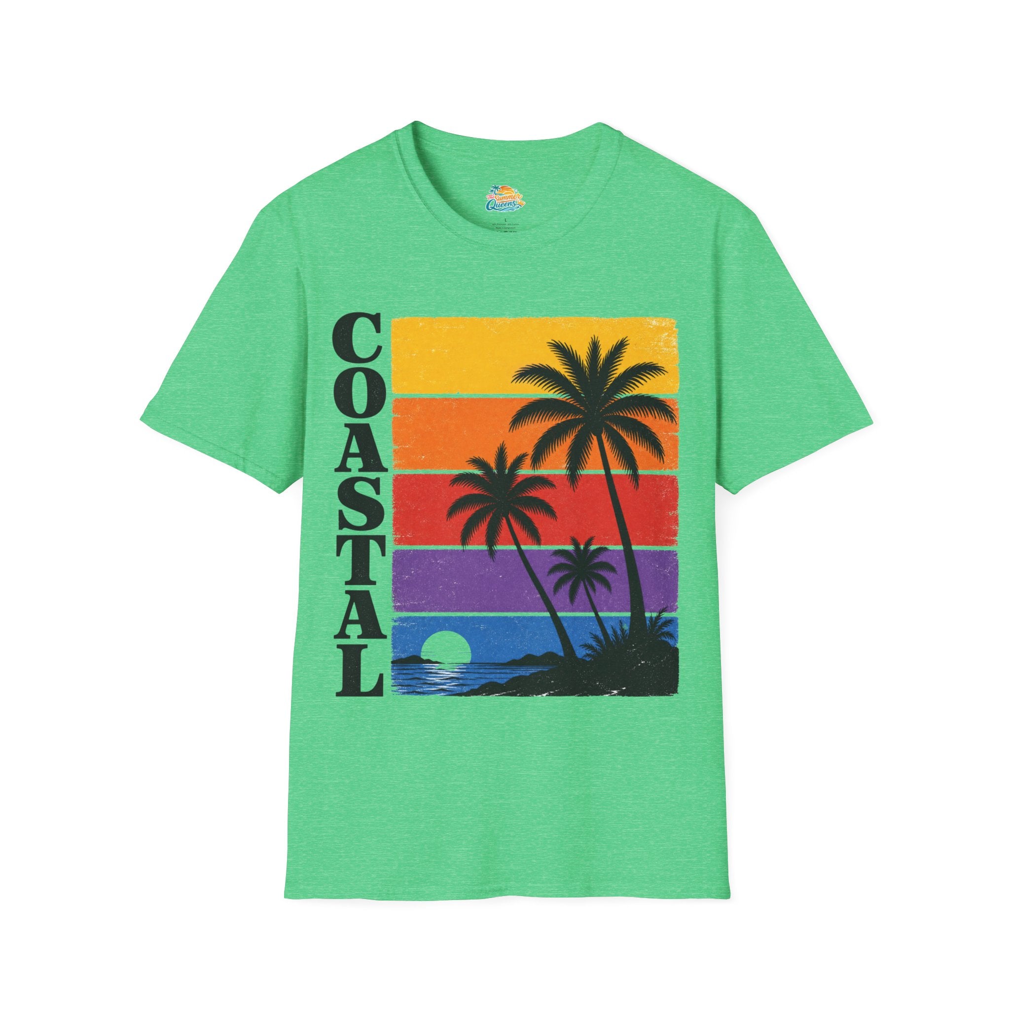 Coastal Sunset T-Shirt — Retro Palm Tree Beach Graphic