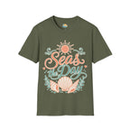 Seas the Day Beach T-Shirt – Nautical Shell & Sun Summer Tee