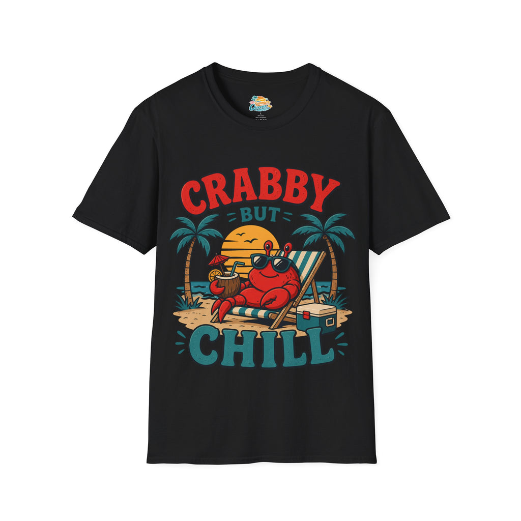Crabby But Chill T-Shirt — Retro Beach Crab Graphic Tee