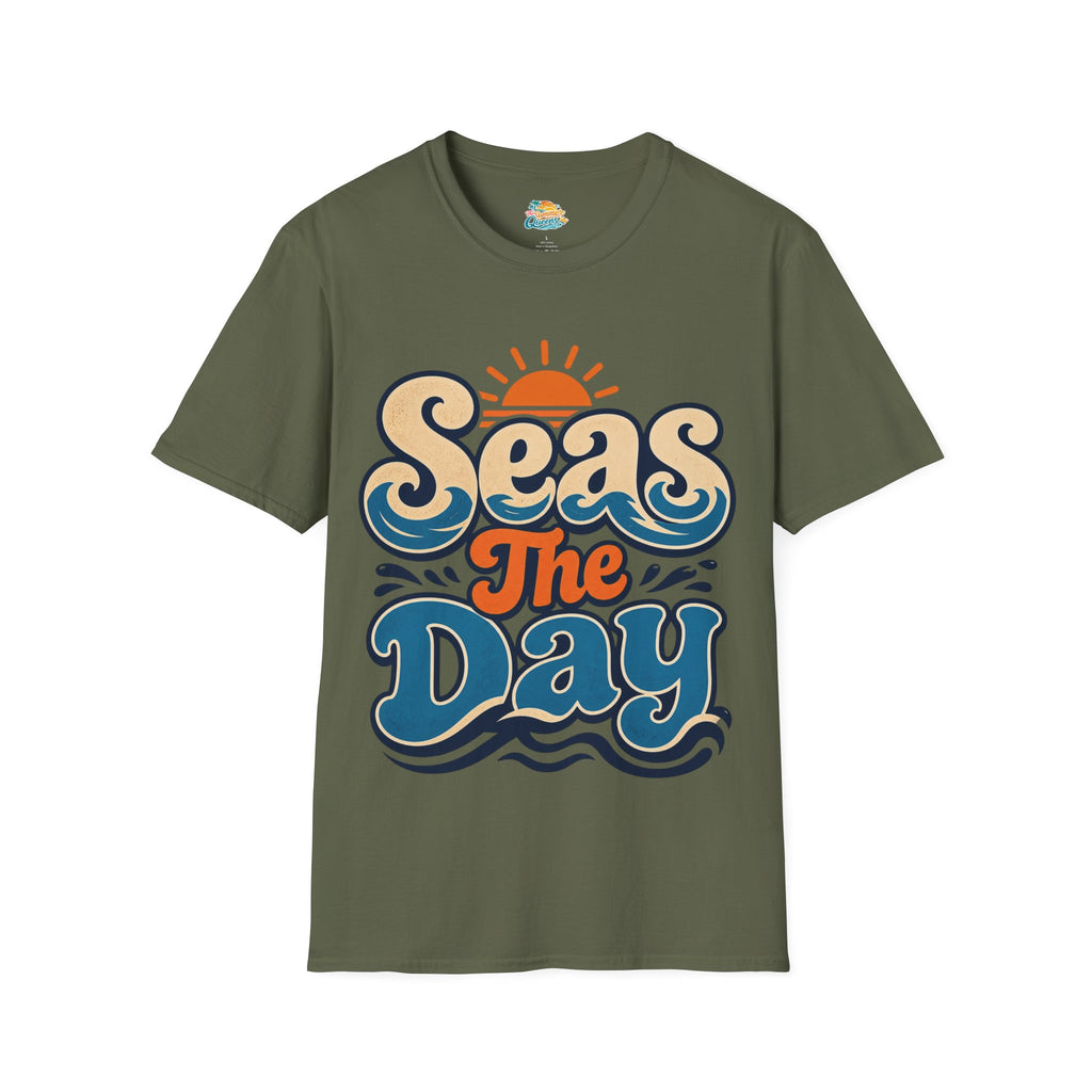 Seas The Day Graphic T-Shirt — Retro Beach Surf Tee