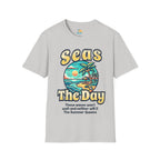 Seas The Day Beach T-Shirt — Retro Summer Palm Tree Graphic
