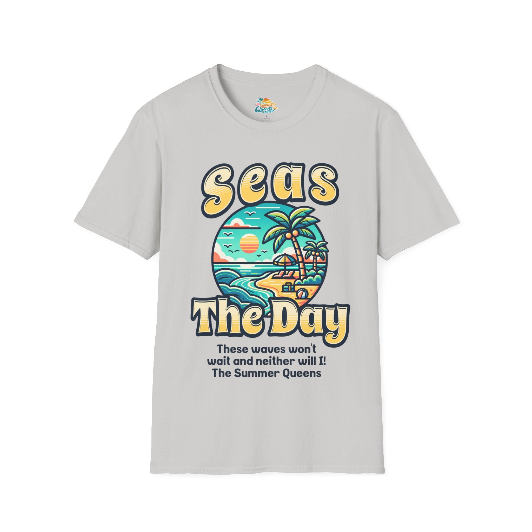 Seas The Day Beach T-Shirt — Retro Summer Palm Tree Graphic