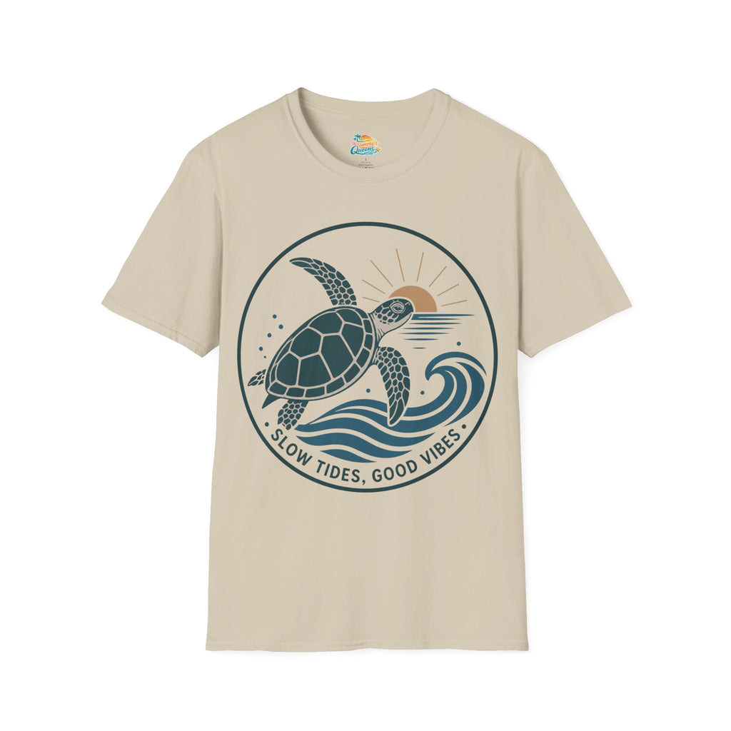 Slow Tides, Good Vibes T-Shirt —  Sea Turtle Coastal Graphic Tee