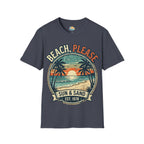 Beach, Please Sun & Sand T-Shirt — Retro Palm Tree Sunset Tee