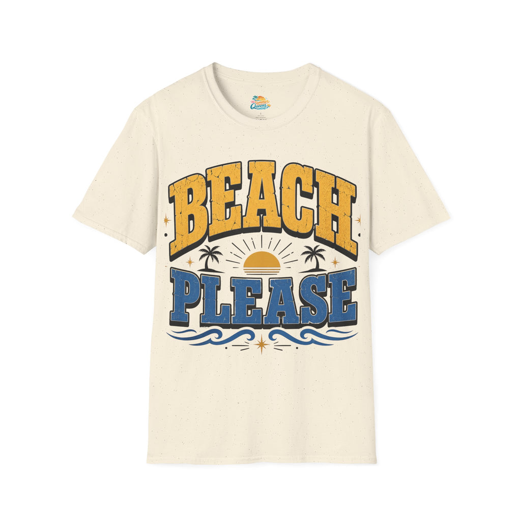 Beach Please T-Shirt – Retro Sunset Palm Graphic