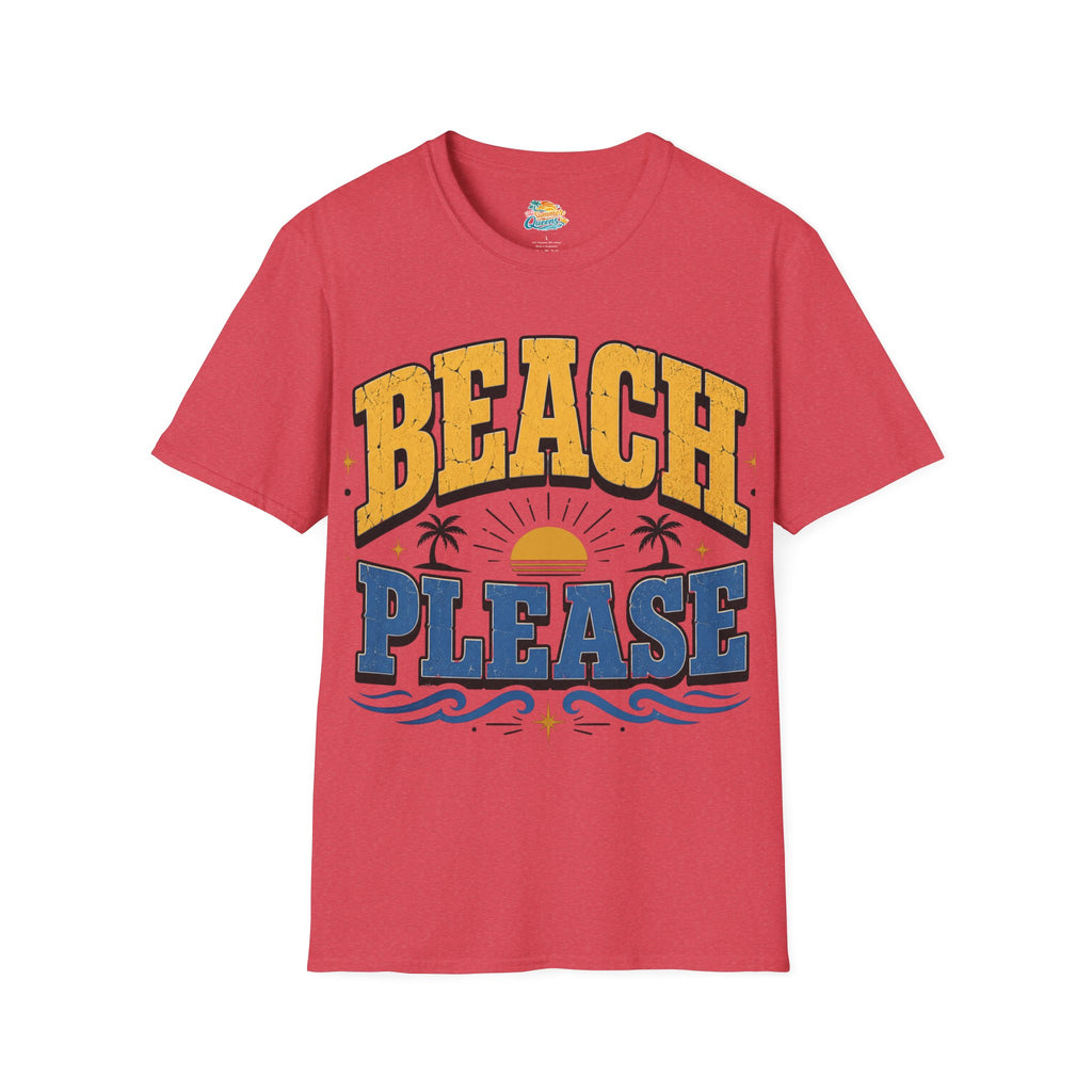 Beach Please T-Shirt – Retro Sunset Palm Graphic