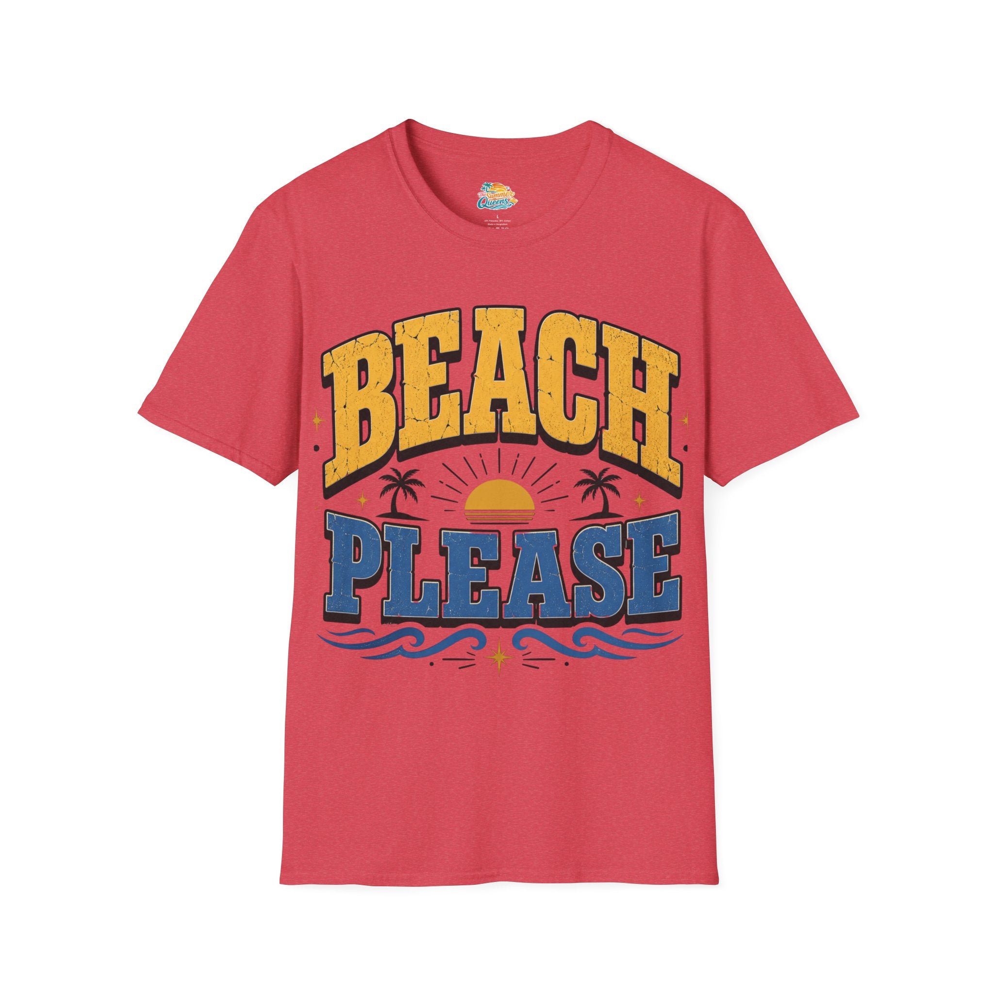 Beach Please T-Shirt – Retro Sunset Palm Graphic