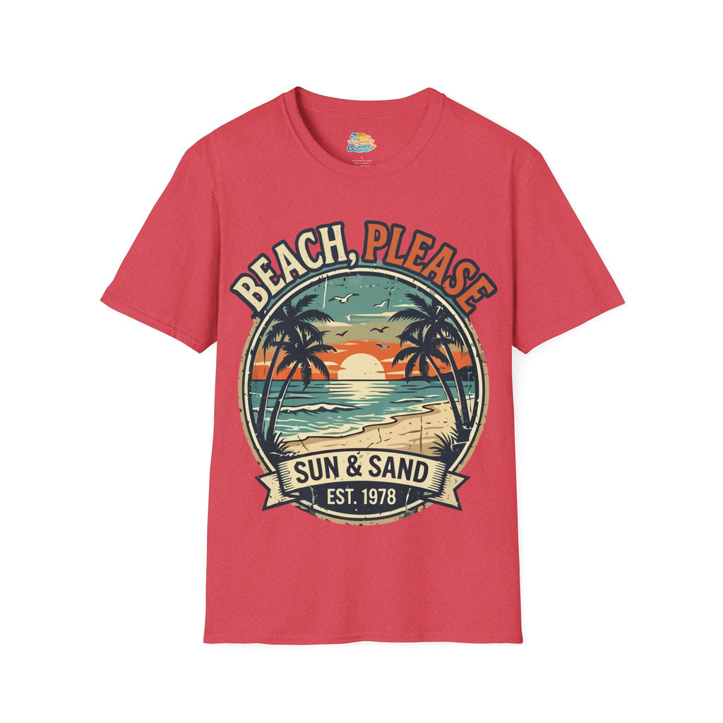 Beach, Please Sun & Sand T-Shirt — Retro Palm Tree Sunset Tee