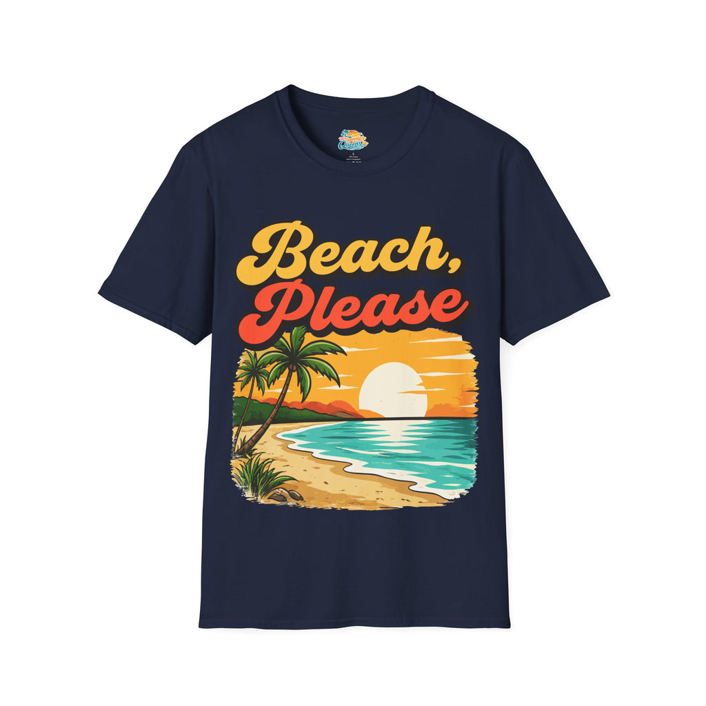 Beach, Please T-Shirt — Retro Sunset Palm Tree Beach Graphic Tee