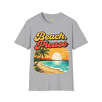 Beach, Please T-Shirt — Retro Sunset Palm Tree Beach Graphic Tee