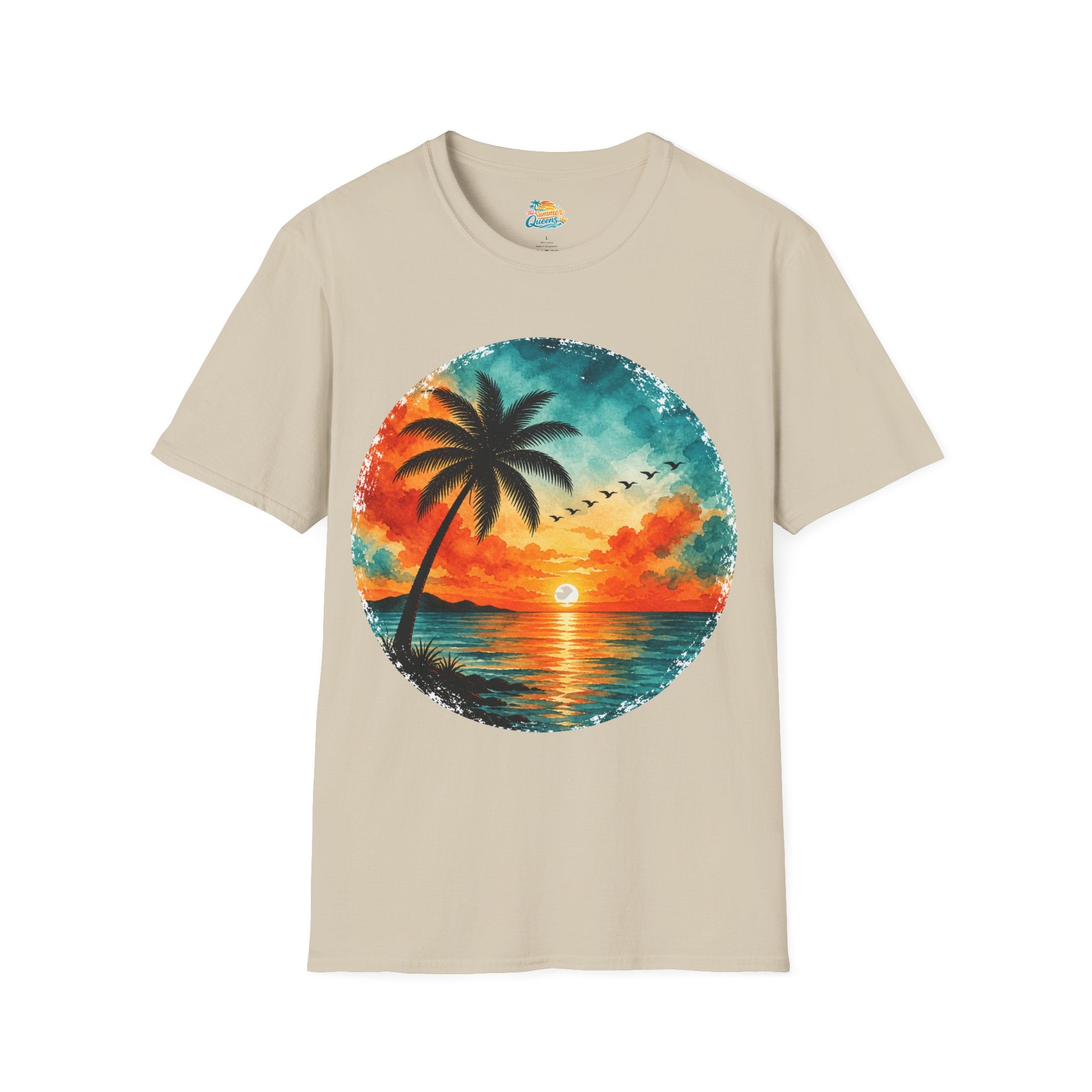 Sunset Palm Beach T-Shirt — Tropical Sunset Graphic Tee
