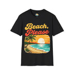 Beach, Please T-Shirt — Retro Sunset Palm Tree Beach Graphic Tee