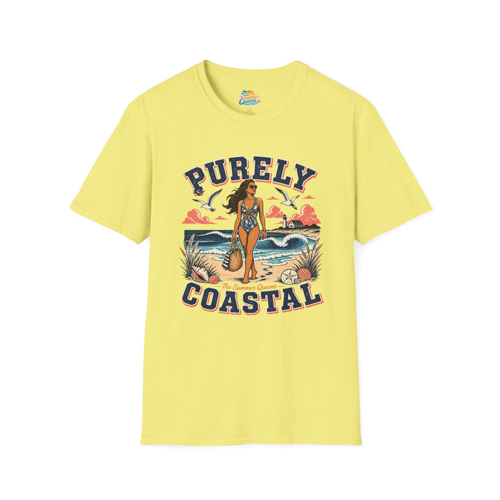 Purely Coastal Queen T‑Shirt — Vintage Beach Swim Graphic