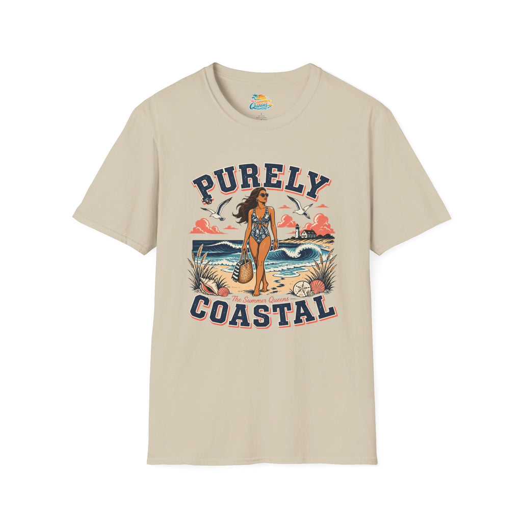 Purely Coastal Queen T‑Shirt — Vintage Beach Swim Graphic