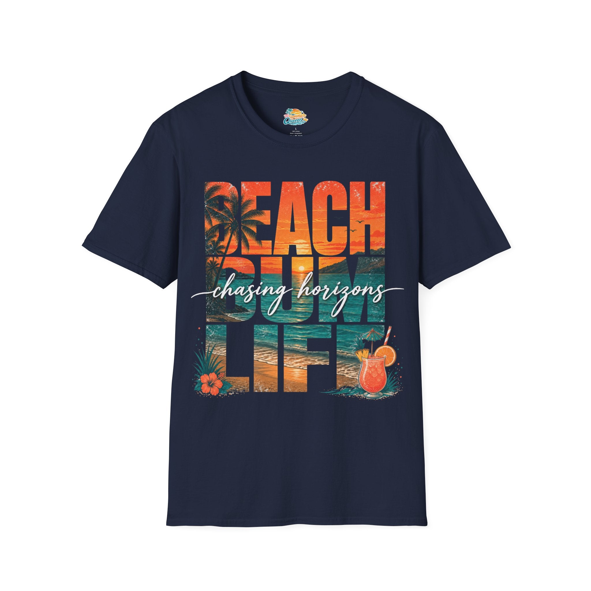 Beach Bum Life T‑Shirt — Tropical "Chasing Horizons" Graphic Tee