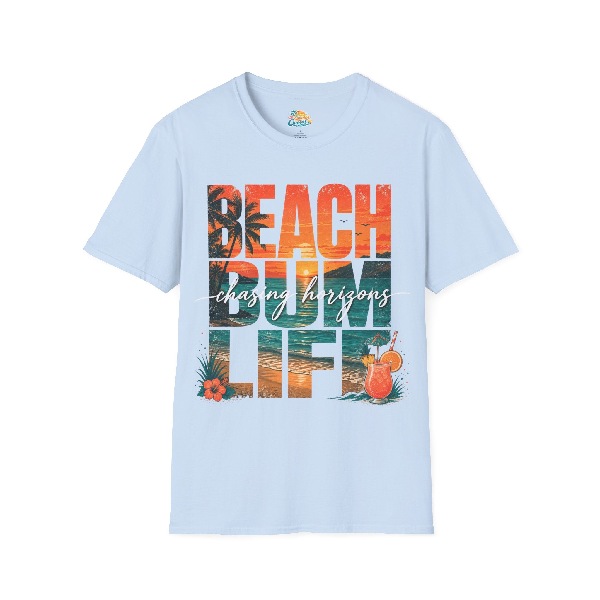 Beach Bum Life T‑Shirt — Tropical "Chasing Horizons" Graphic Tee