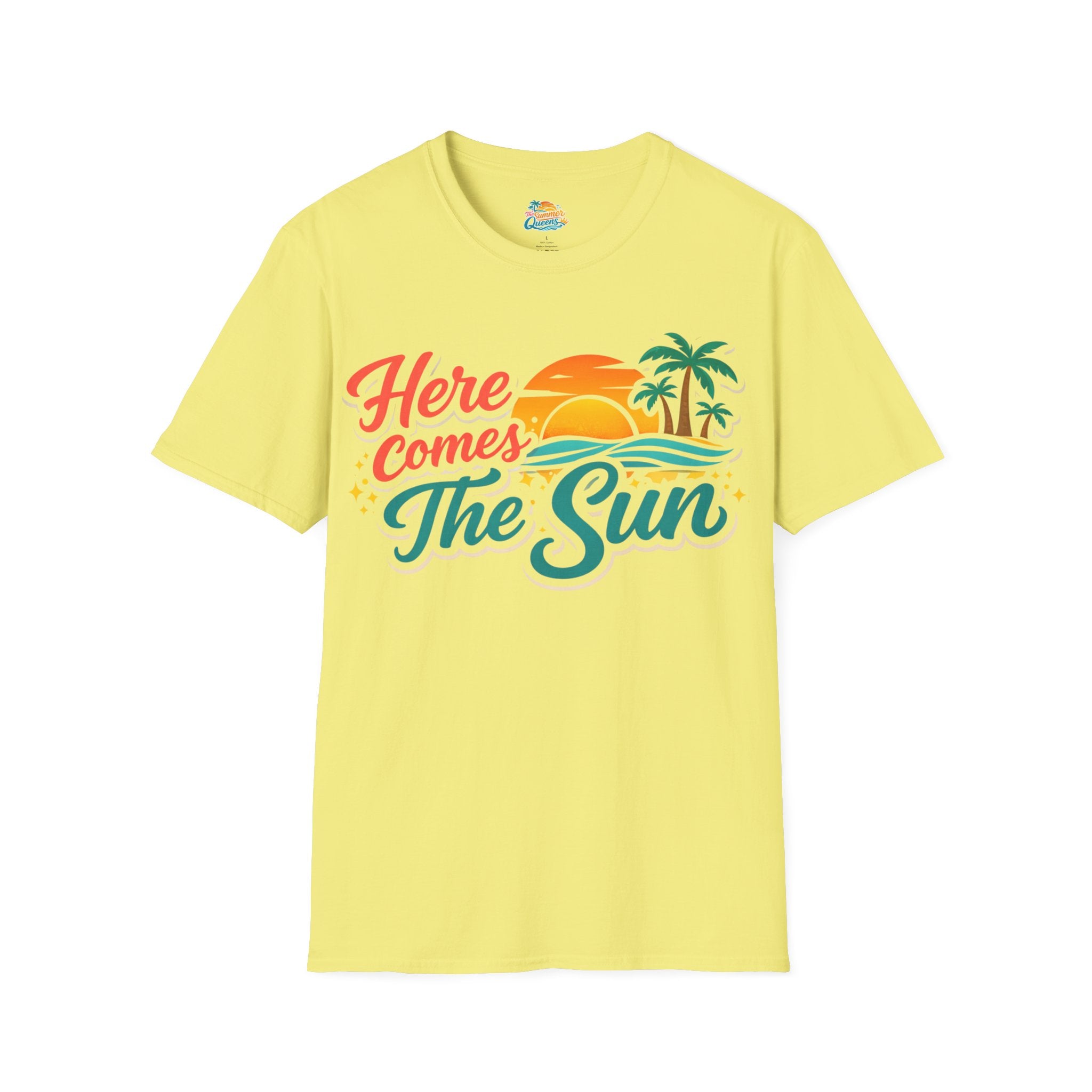 Here Comes The Sun T-Shirt — Retro Beach Sunset Tee