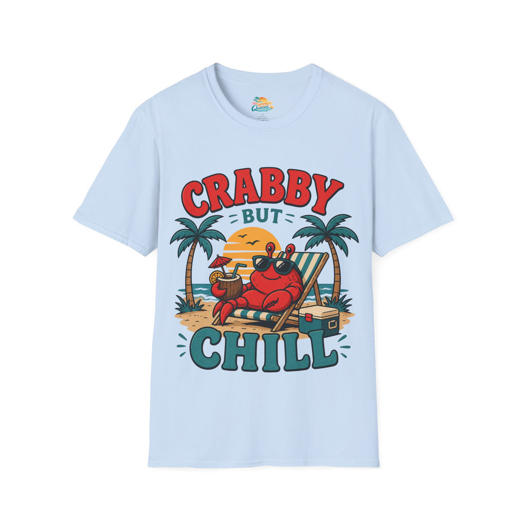 Crabby But Chill T-Shirt — Retro Beach Crab Graphic Tee