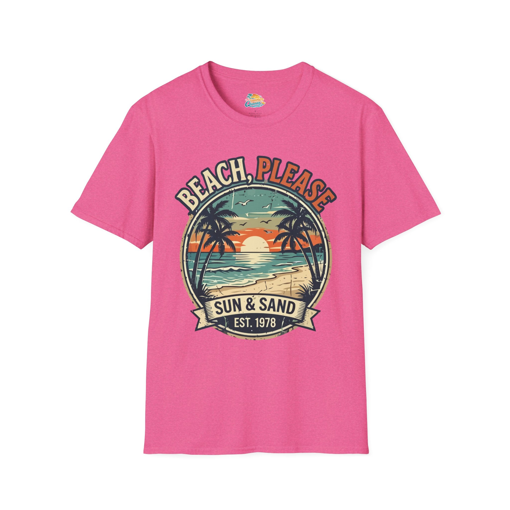 Beach, Please Sun & Sand T-Shirt — Retro Palm Tree Sunset Tee