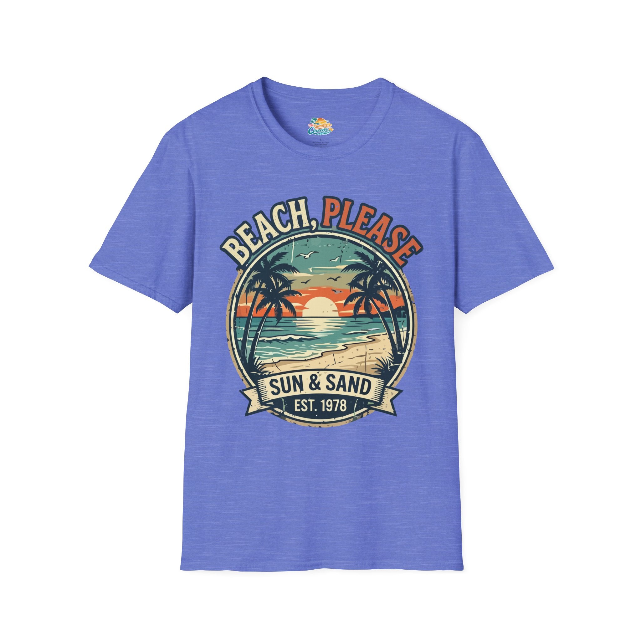 Beach, Please Sun & Sand T-Shirt — Retro Palm Tree Sunset Tee