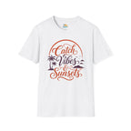 Catch Vibes & Sunsets T-Shirt — Beach Palm Sunset Graphic Tee