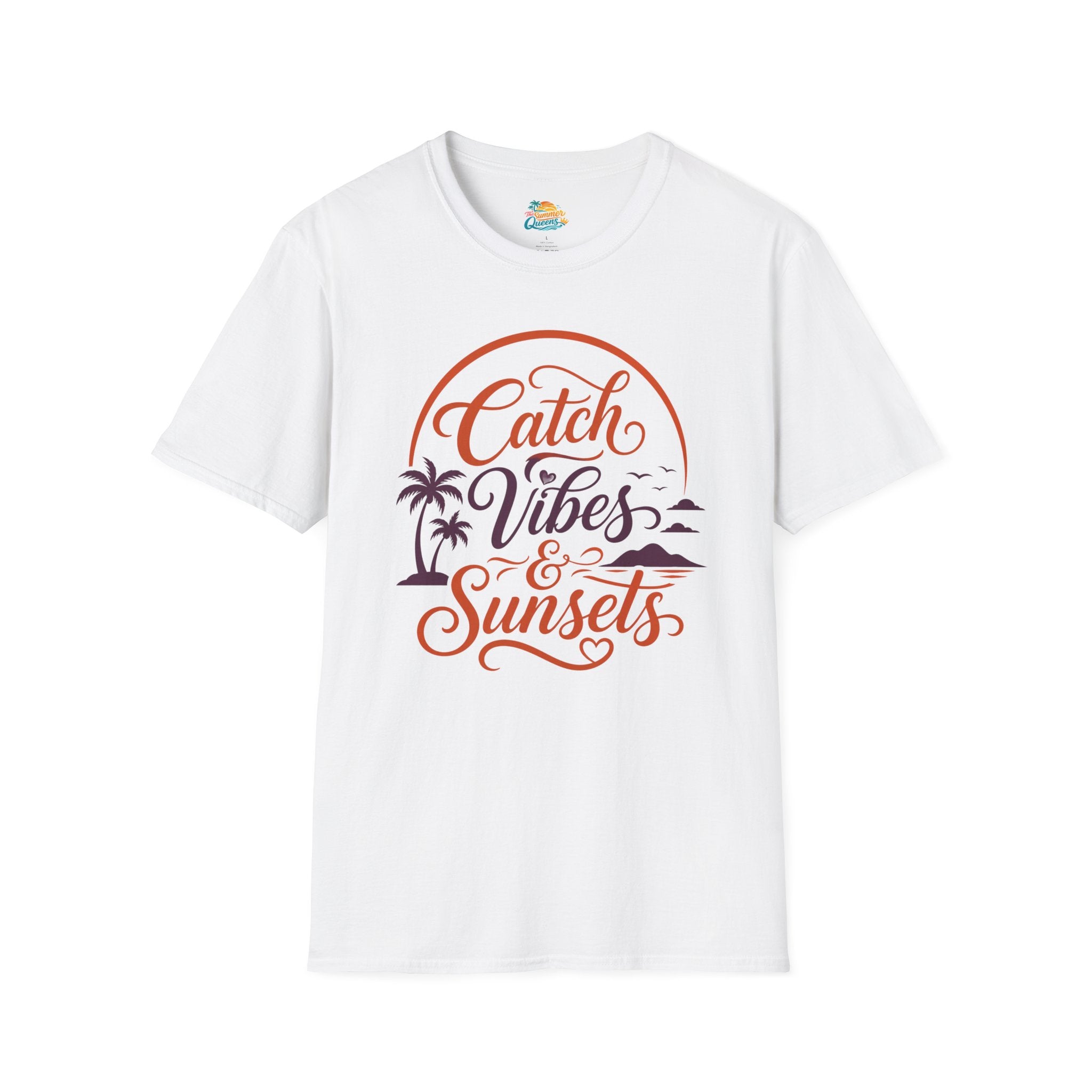 Catch Vibes & Sunsets T-Shirt — Beach Palm Sunset Graphic Tee