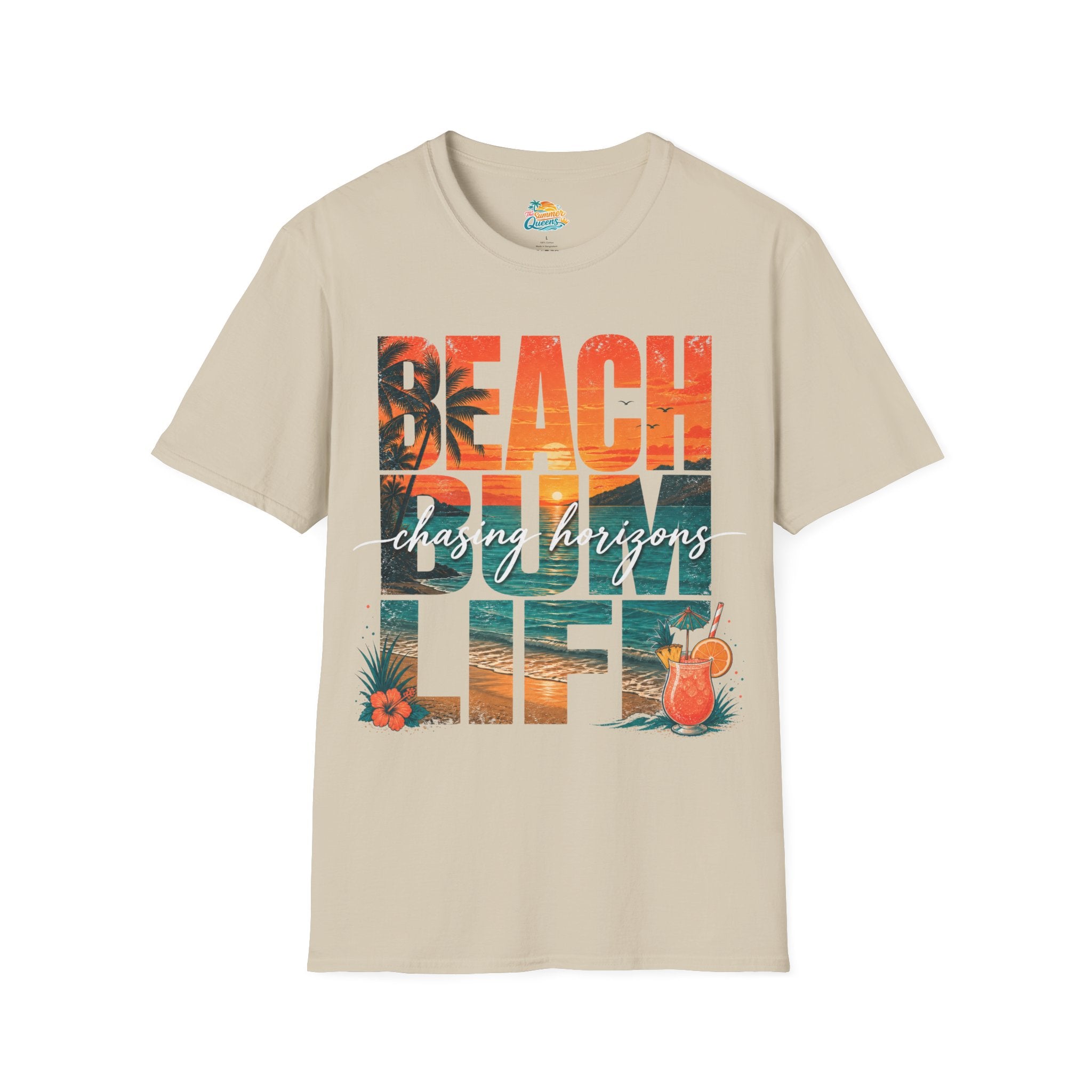 Beach Bum Life T‑Shirt — Tropical "Chasing Horizons" Graphic Tee
