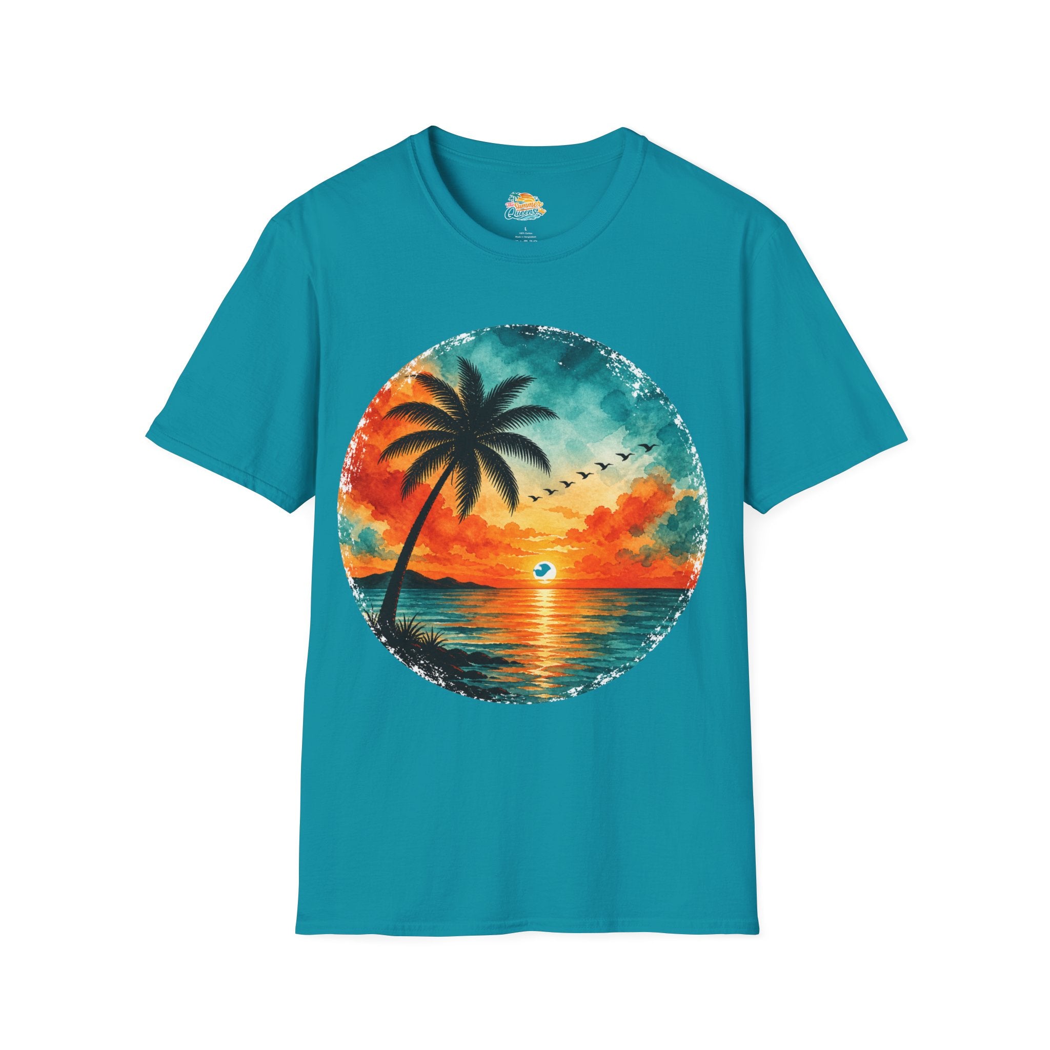 Sunset Palm Beach T-Shirt — Tropical Sunset Graphic Tee