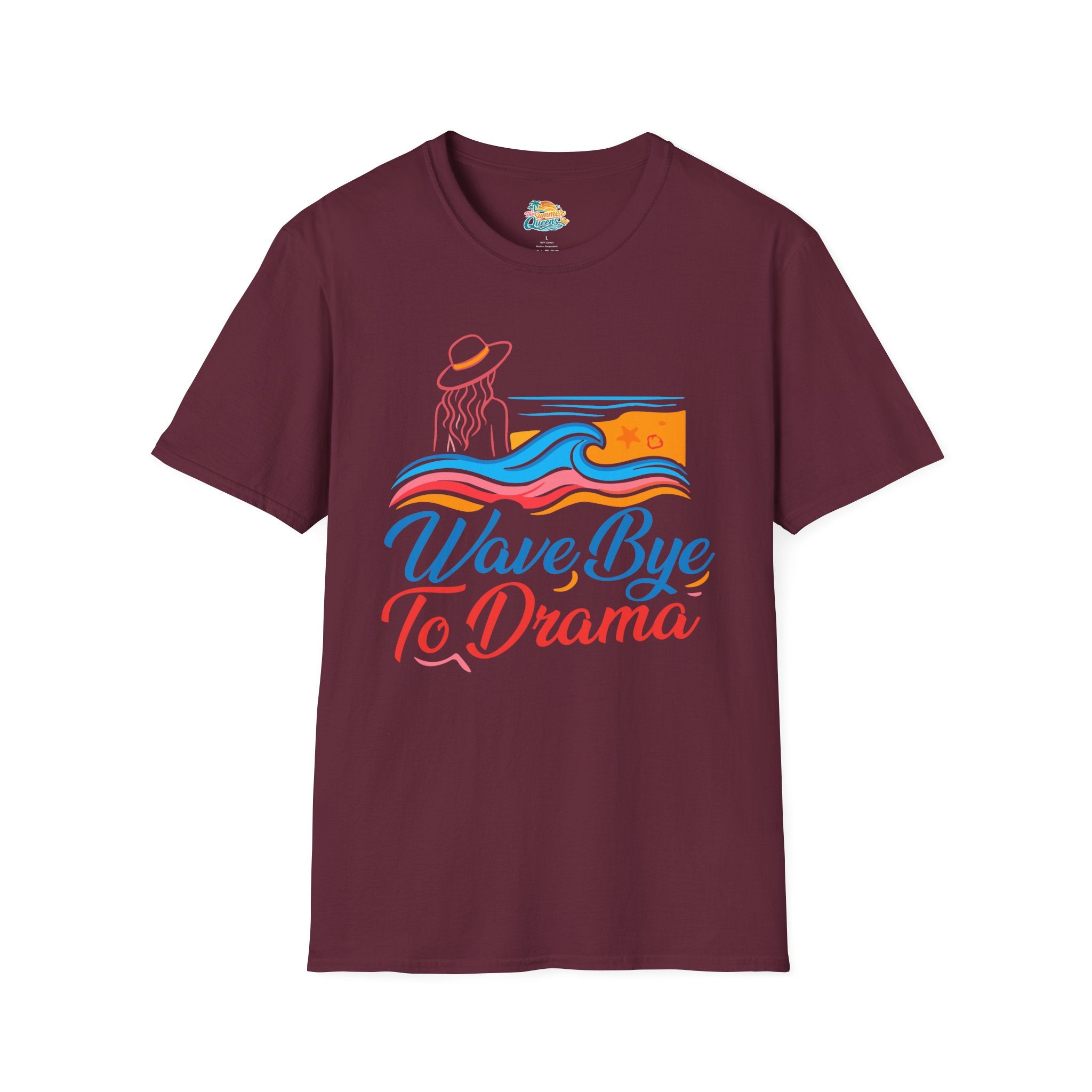 Wave Bye To Drama T-Shirt – Retro Beach Vibes Summer Tee