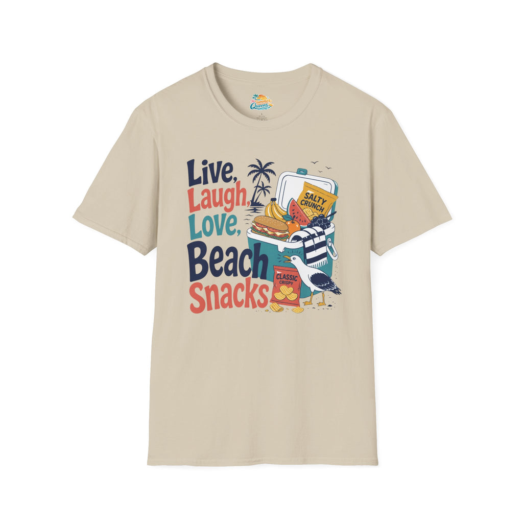 Live, Laugh, Love, Beach Snacks T-Shirt