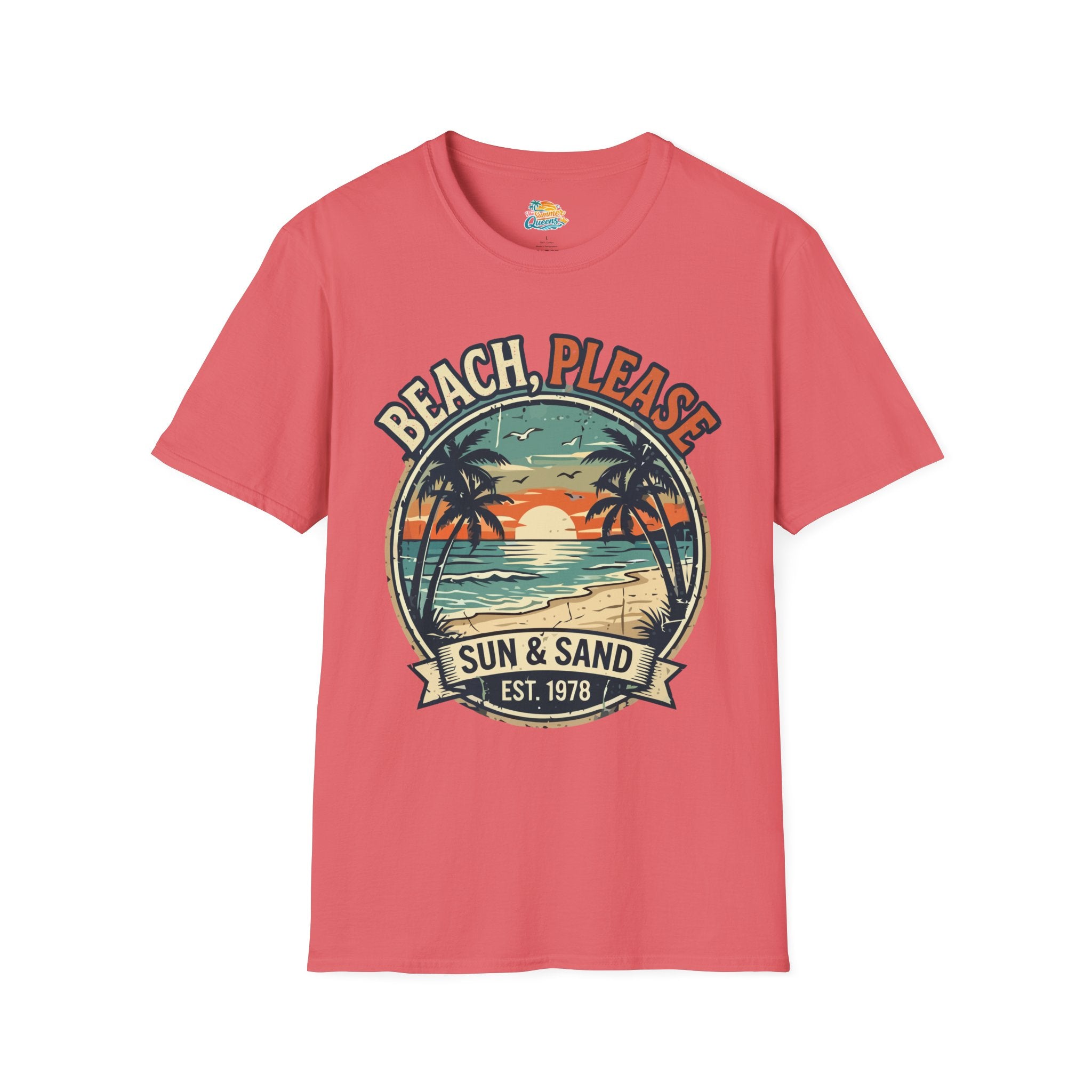 Beach, Please Sun & Sand T-Shirt — Retro Palm Tree Sunset Tee