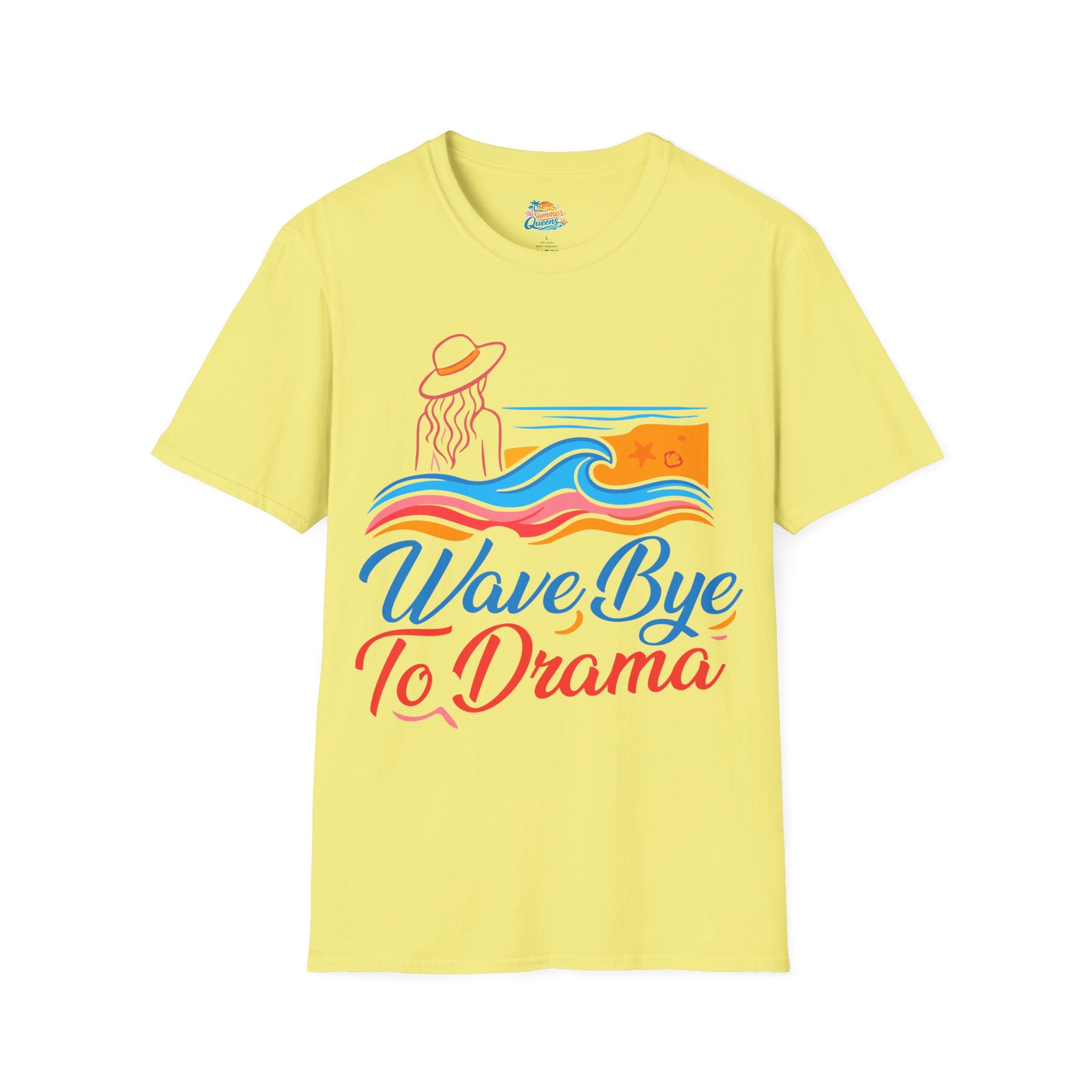 Wave Bye To Drama T-Shirt – Retro Beach Vibes Summer Tee