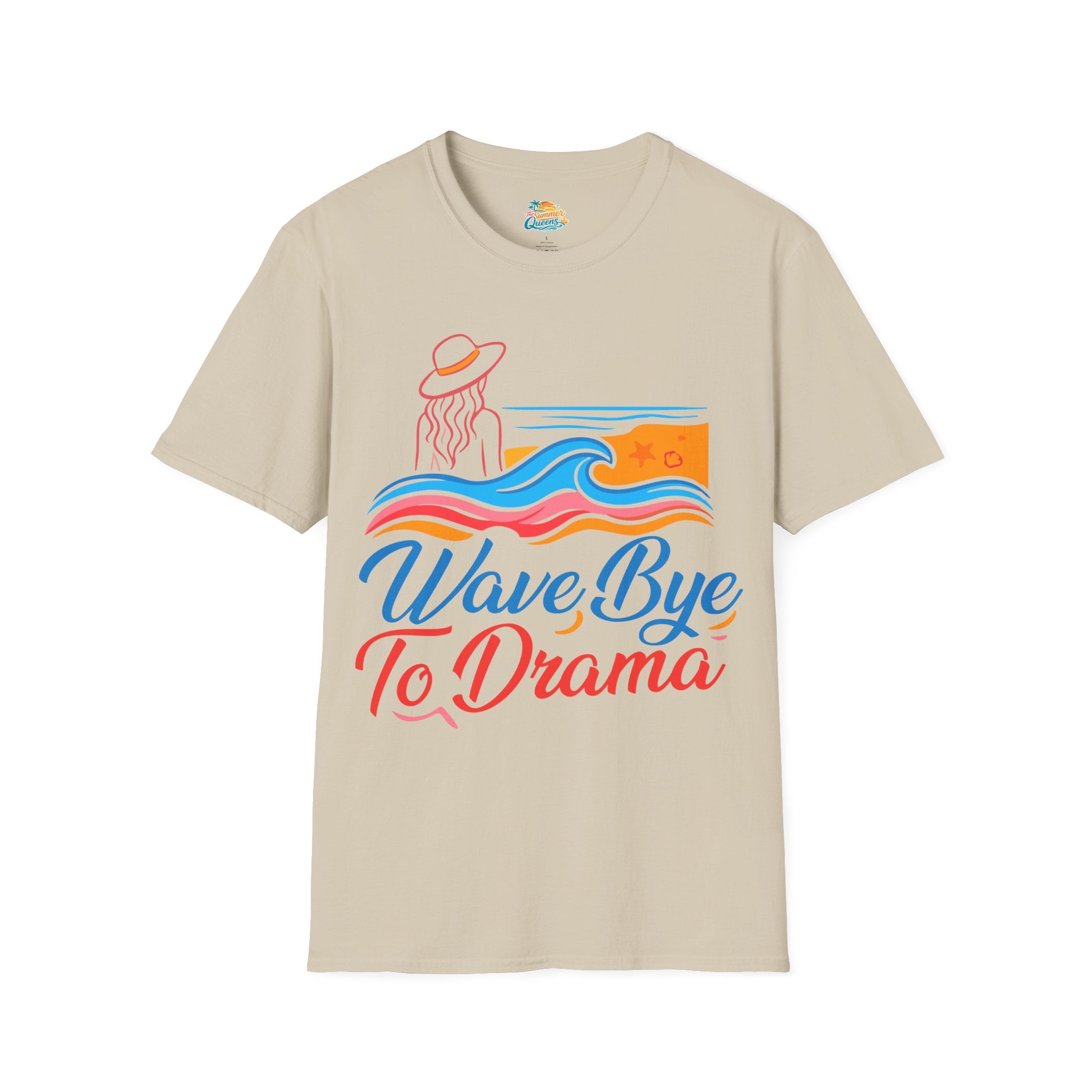 Wave Bye To Drama T-Shirt – Retro Beach Vibes Summer Tee