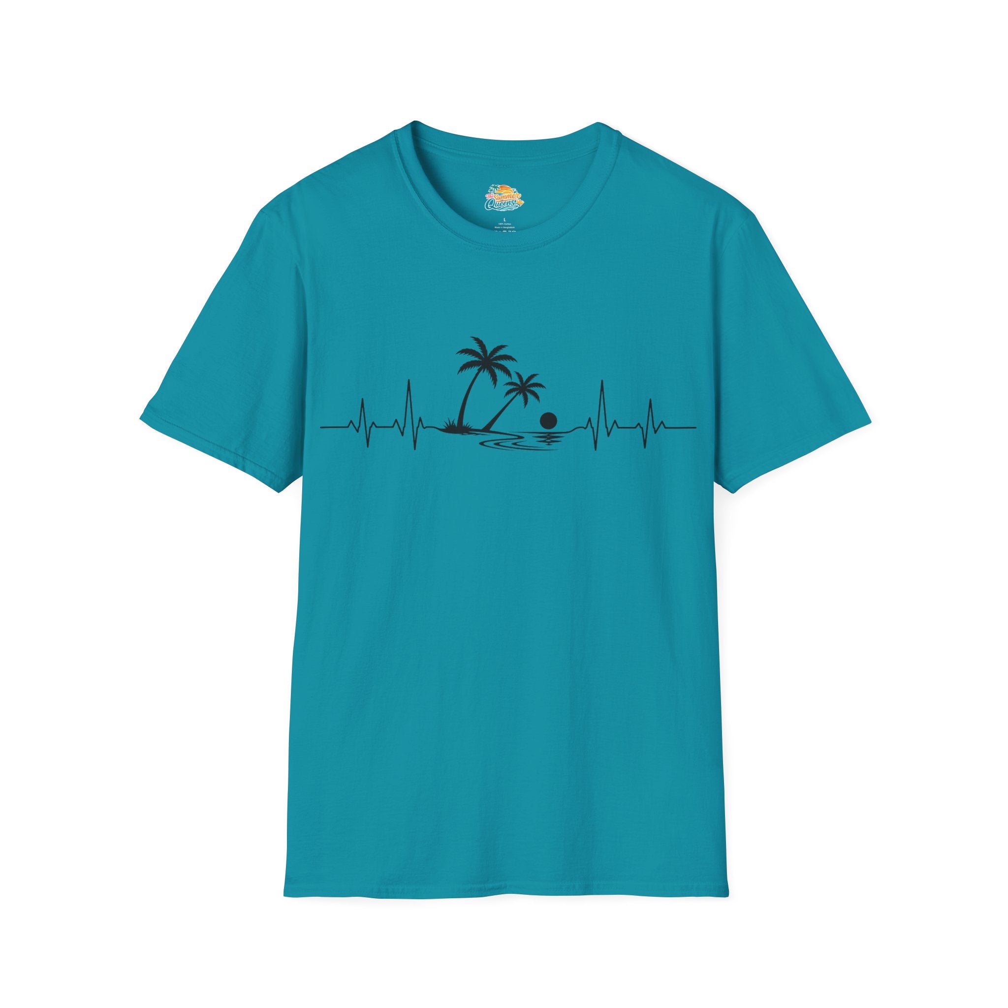 Beach Pulse T-Shirt — Palm Tree Heartbeat Summer Tee