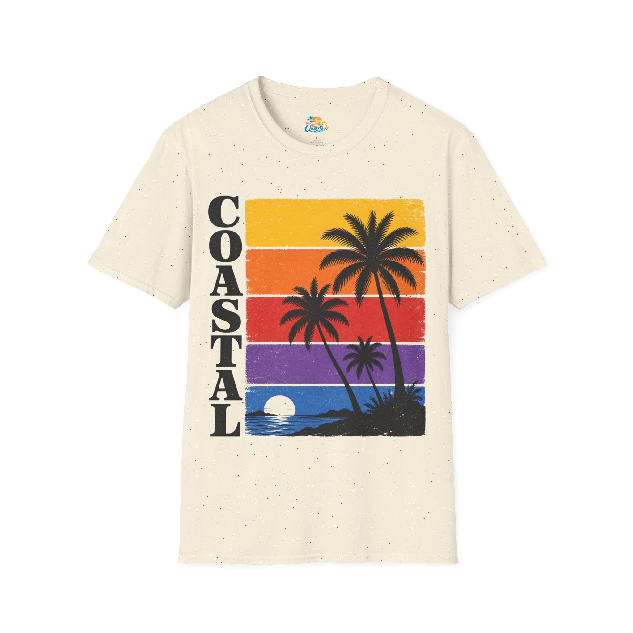 Coastal Sunset T-Shirt — Retro Palm Tree Beach Graphic