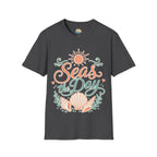 Seas the Day Beach T-Shirt – Nautical Shell & Sun Summer Tee