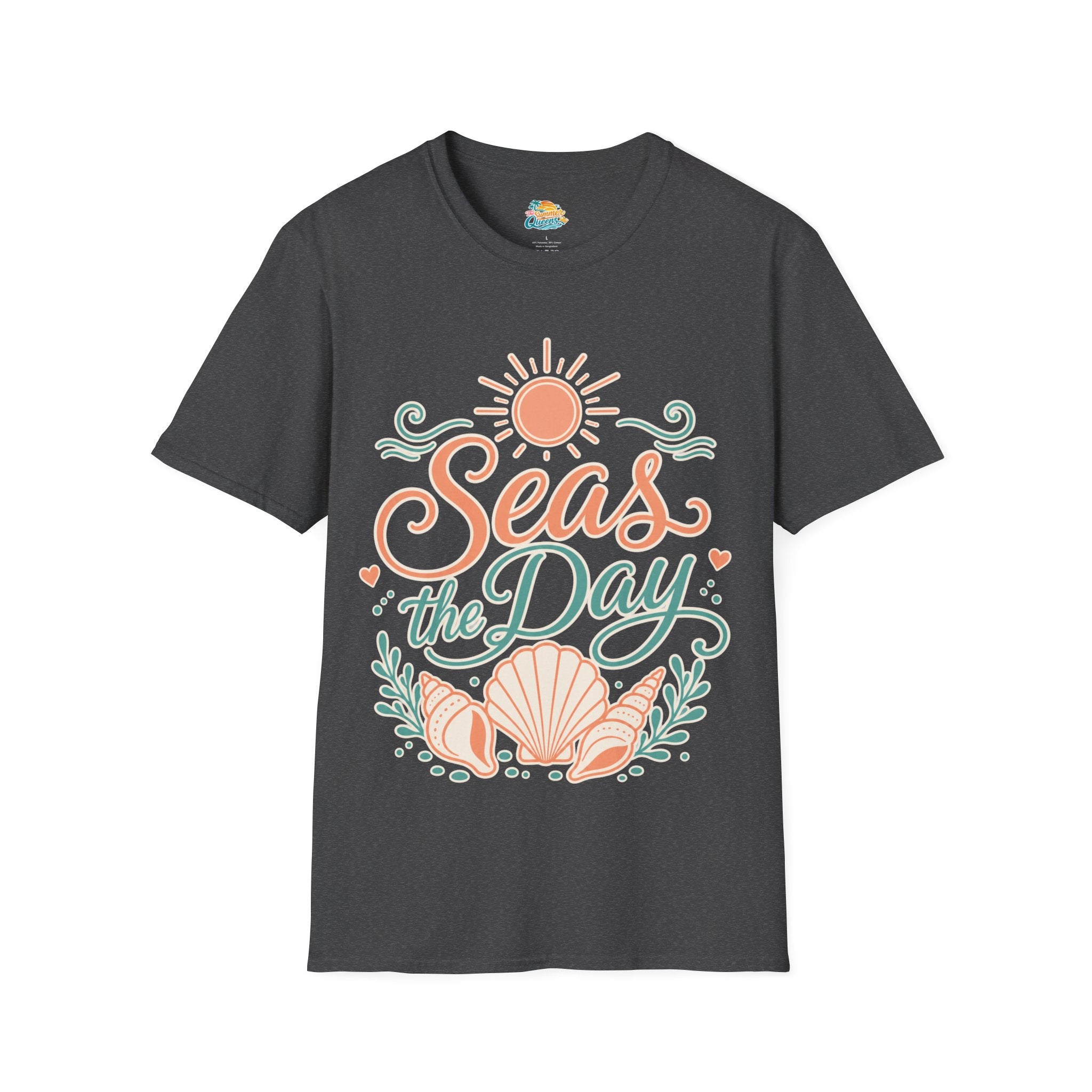 Seas the Day Beach T-Shirt – Nautical Shell & Sun Summer Tee