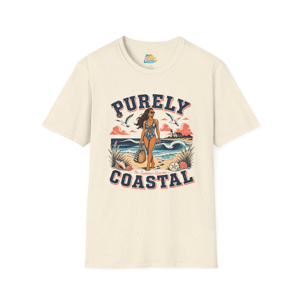 Purely Coastal Queen T‑Shirt — Vintage Beach Swim Graphic