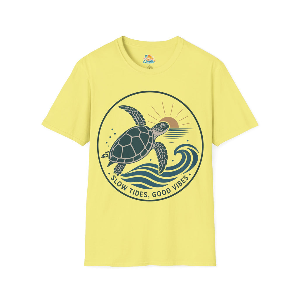 Slow Tides, Good Vibes T-Shirt —  Sea Turtle Coastal Graphic Tee
