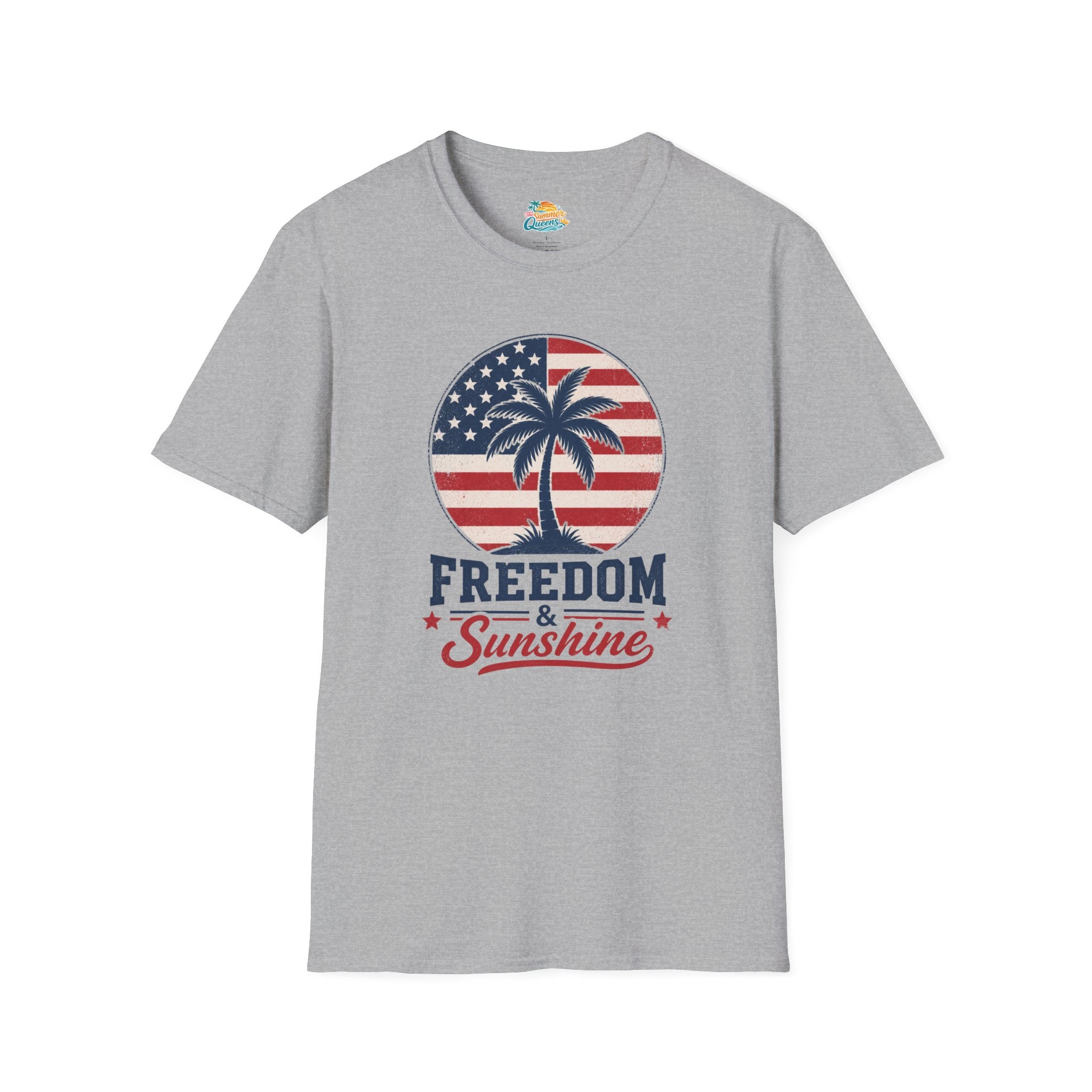 Freedom & Sunshine T-Shirt — American Flag Palm Tree Patriotic Tee