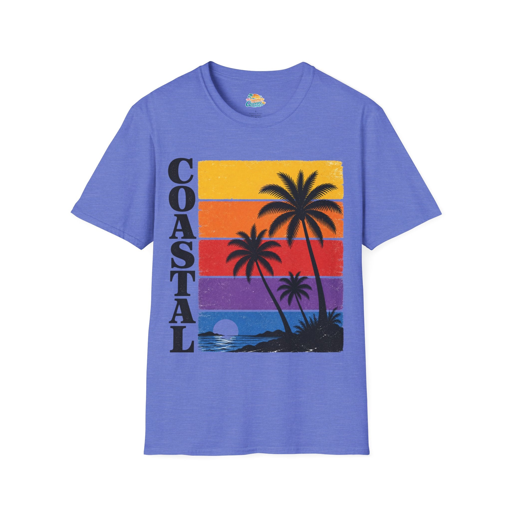 Coastal Sunset T-Shirt — Retro Palm Tree Beach Graphic