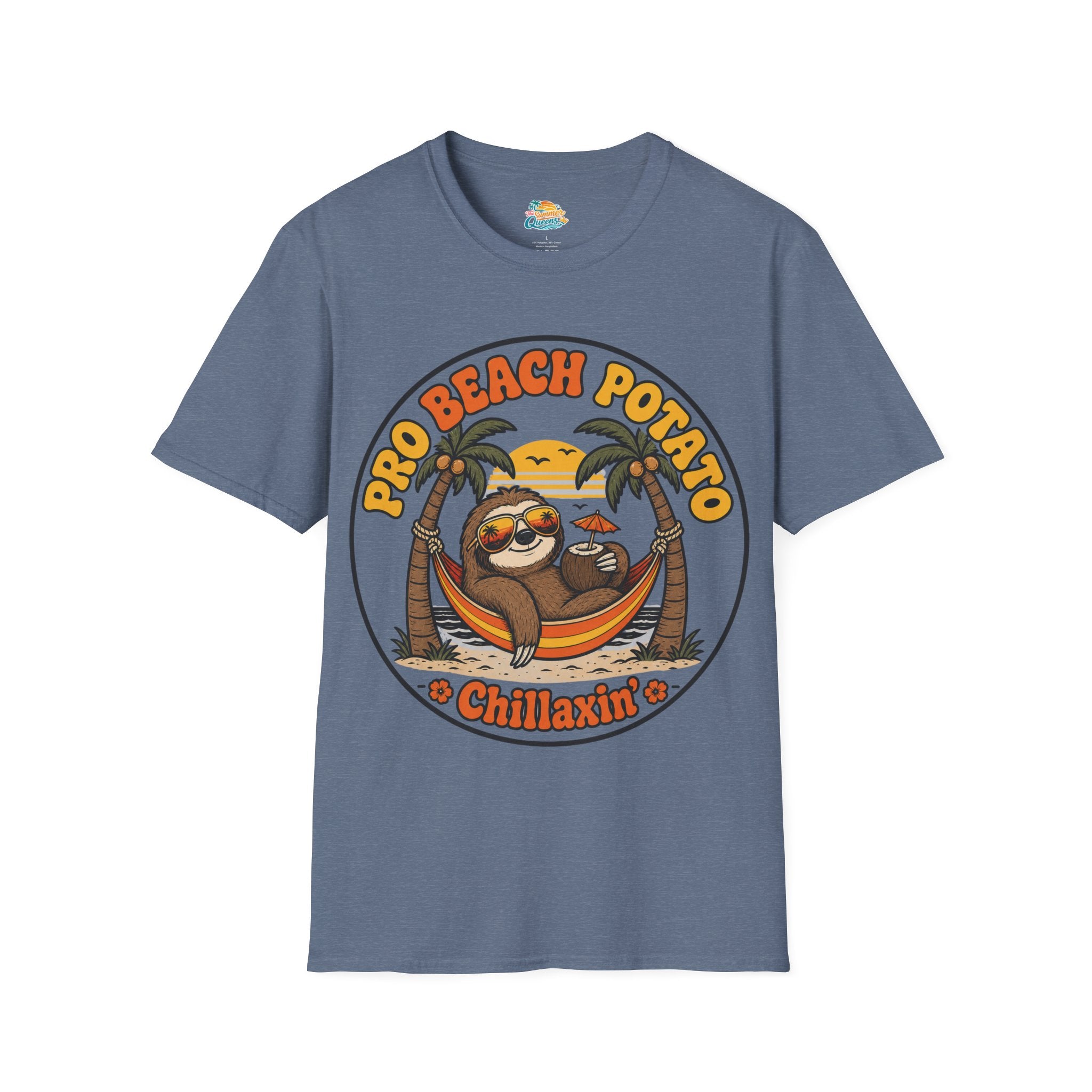 Pro Beach Potato Chillaxin' T-Shirt - Smiling Sloth Beach Tee