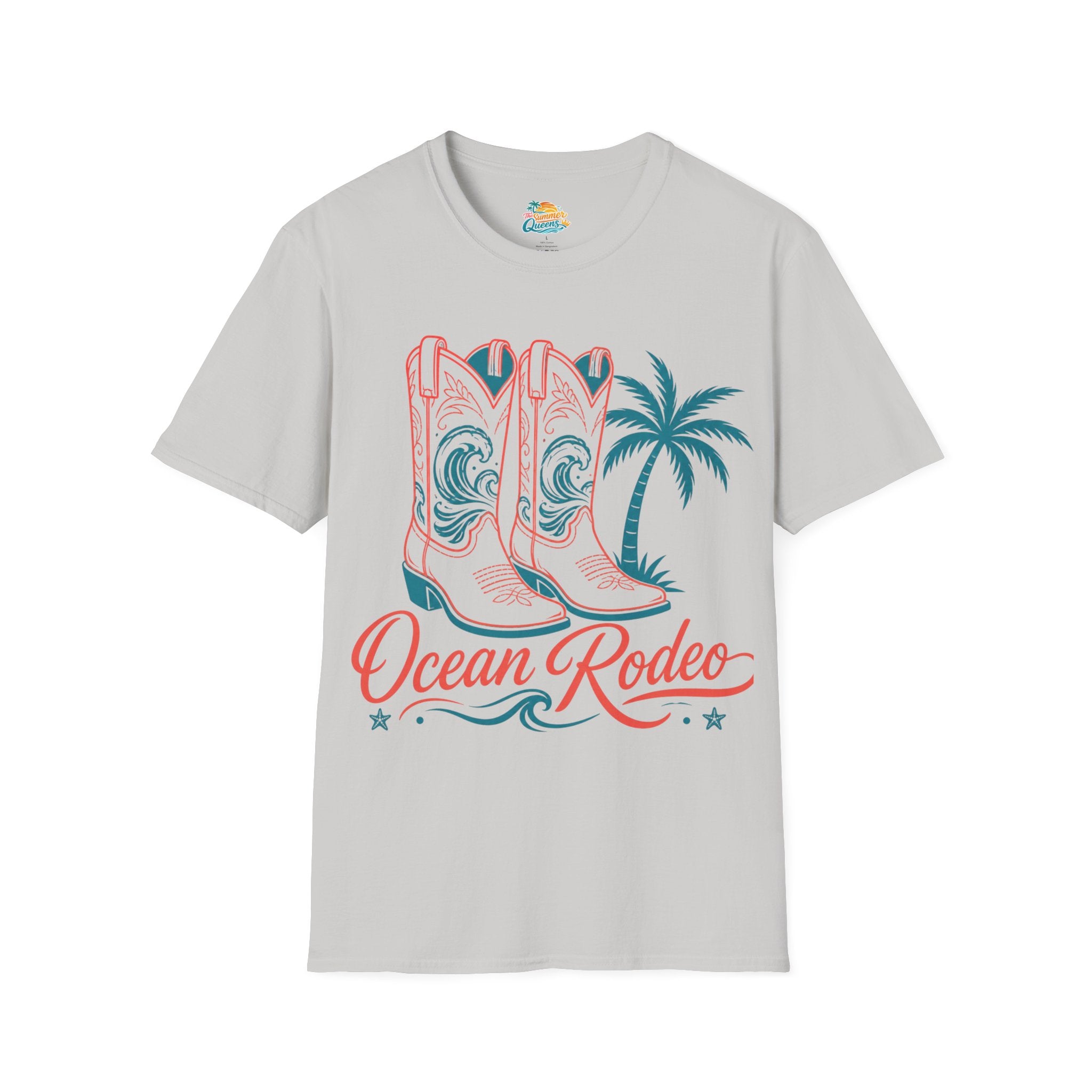 Ocean Rodeo Graphic Tee — Cowboy Boots & Palm Tree Beach Shirt