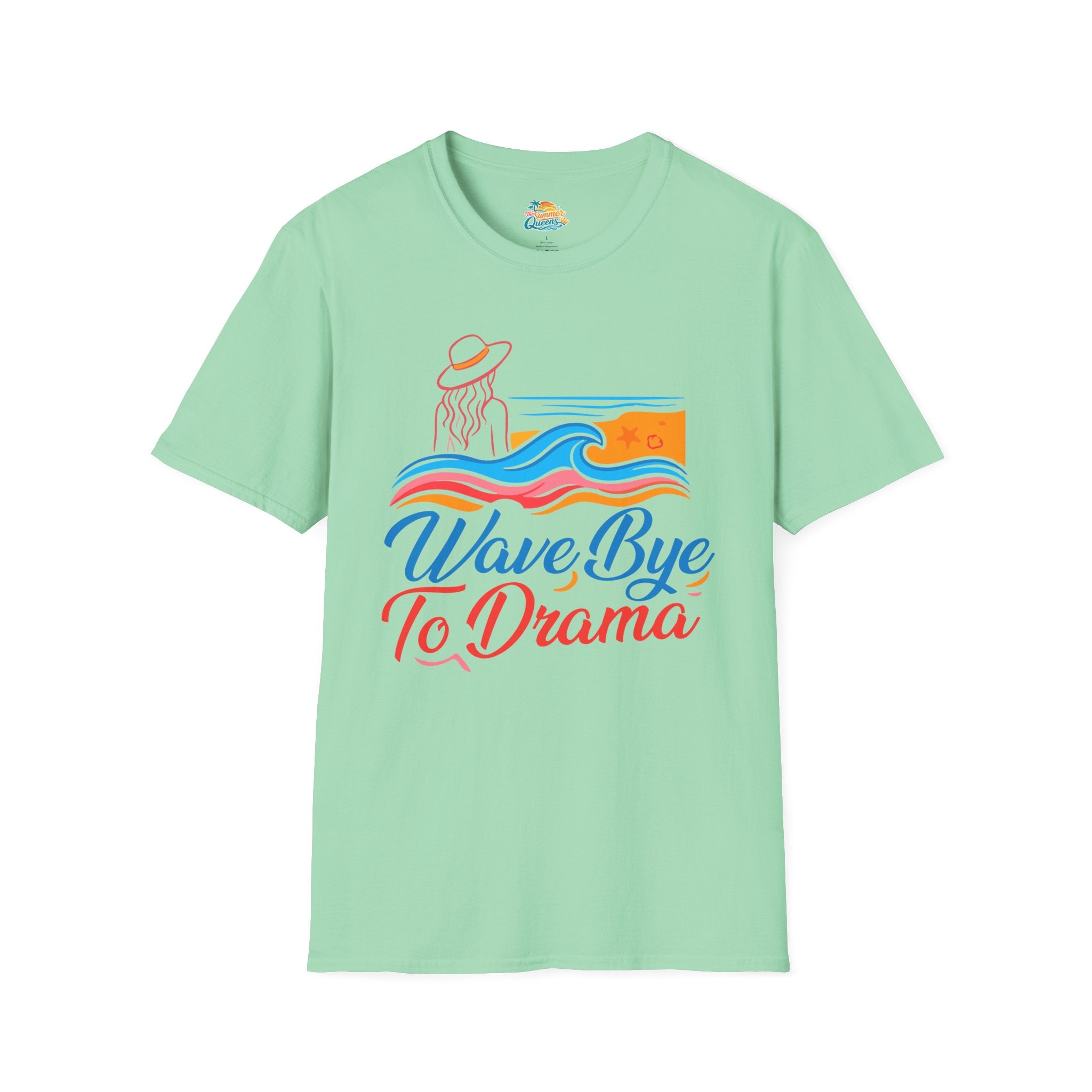 Wave Bye To Drama T-Shirt – Retro Beach Vibes Summer Tee